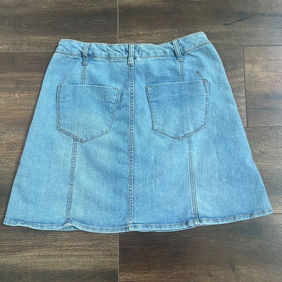 Mossimo Supply Co. Size 6 Button Front A-Line Denim Mini Skirt  Blue Stone Wash - Picture 2 of 7